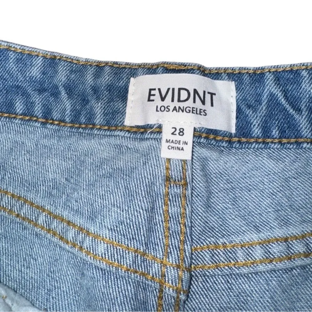 NWT Anthropologie Evidnt Women's Essen Relaxed Fit Raw Hem Blue Jeans Size 28